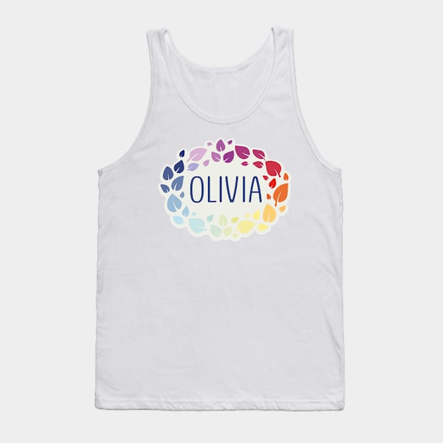 Olivia name with colorful leaves Tank Top by WildMeART